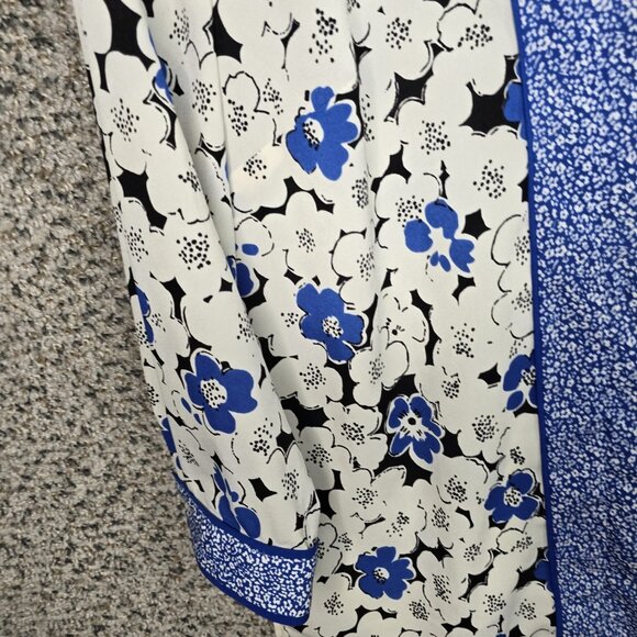 Talbots Top Womens Small Blue Floral Print Semi Sheer V‎ Neck Blouse Casual - Picture 3 of 7